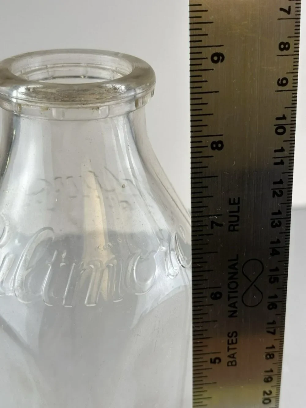 Vintage Shoulder Script Embossed Biltmore Dairy Farms Quart Clear Glass Bottle